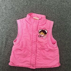 Vintage Dora Nickelodeon Pink Quilted Vest with Cartoon Patch size 3T